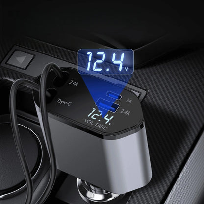 Fast Charge iPhone Car Charger 4-in-1 USB PD Retractable